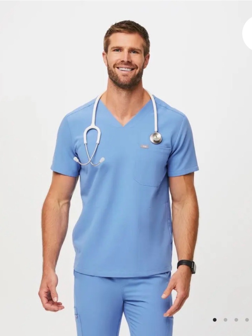 FIGS Chisec Three Pocket Scrub Top Men’s Small Blue V Neck Medical Uniform